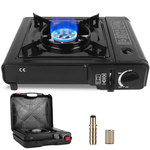 Portable butane camping stove with carry case
