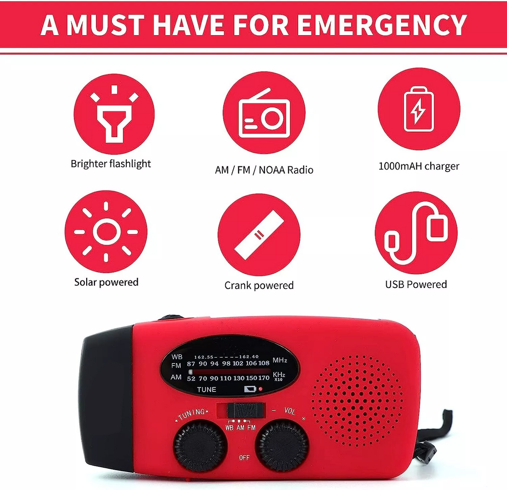 Emergency Solar Crank Radio & Power Bank