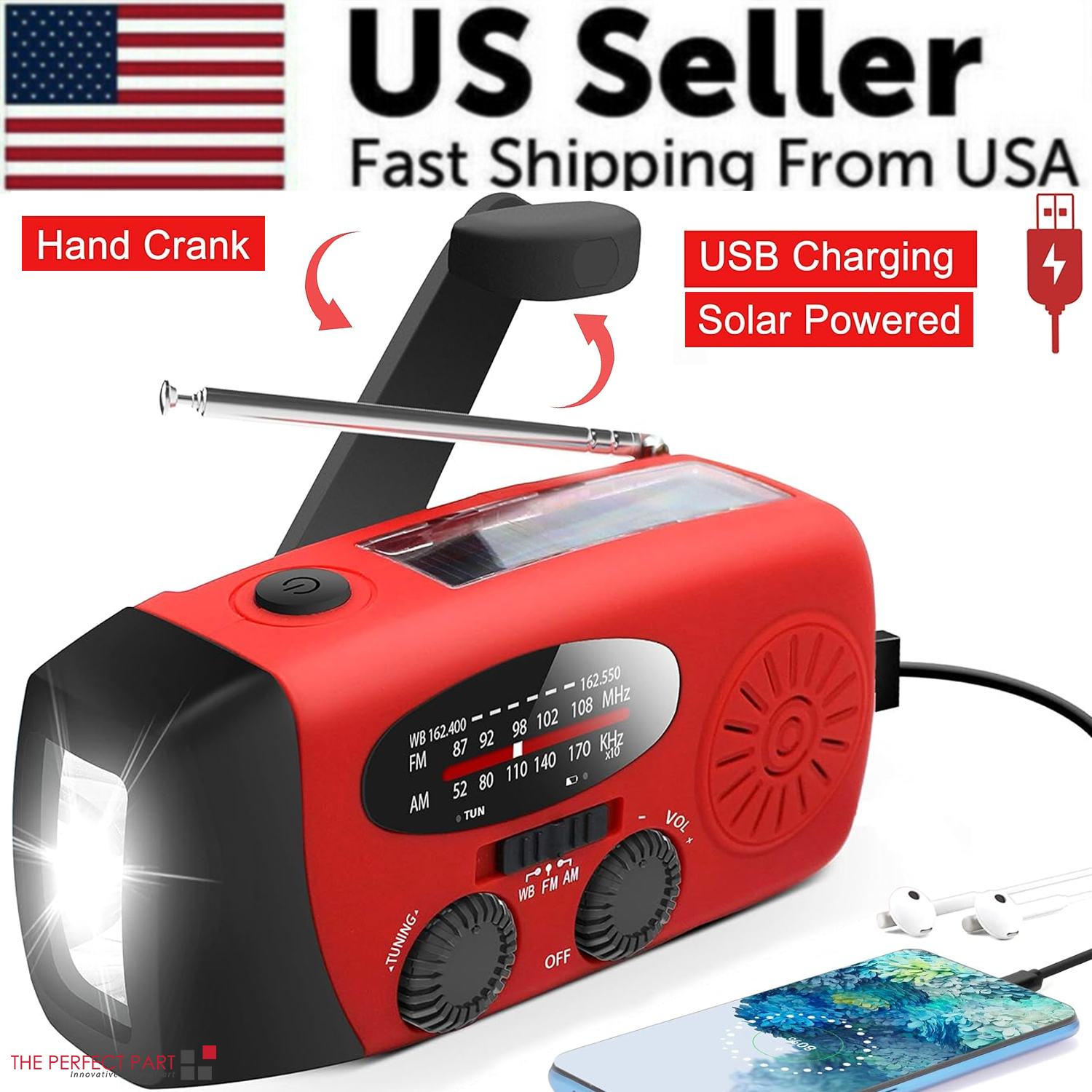 Emergency Solar Crank Radio & Power Bank